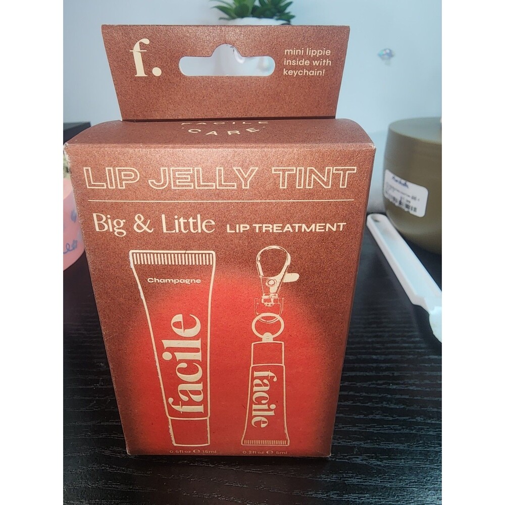 Facile Lip Jelly Tint Big & Little Lip Treatment Duo + Keychain 5/15ml Champagne